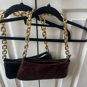 Zara Black and Brown Croc-Embossed Shoulder Bags (2 for 1)